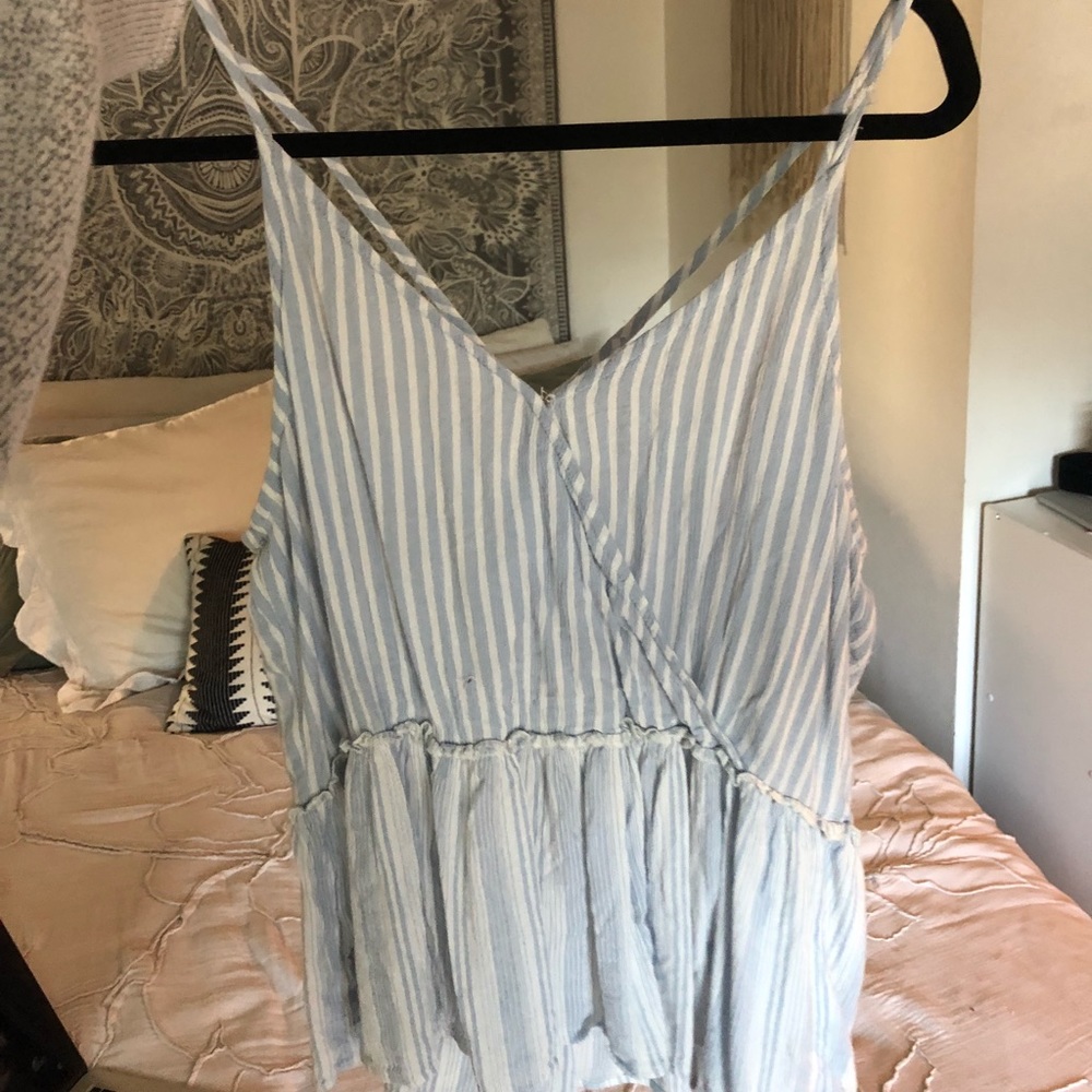 American eagle blue and white striped tank